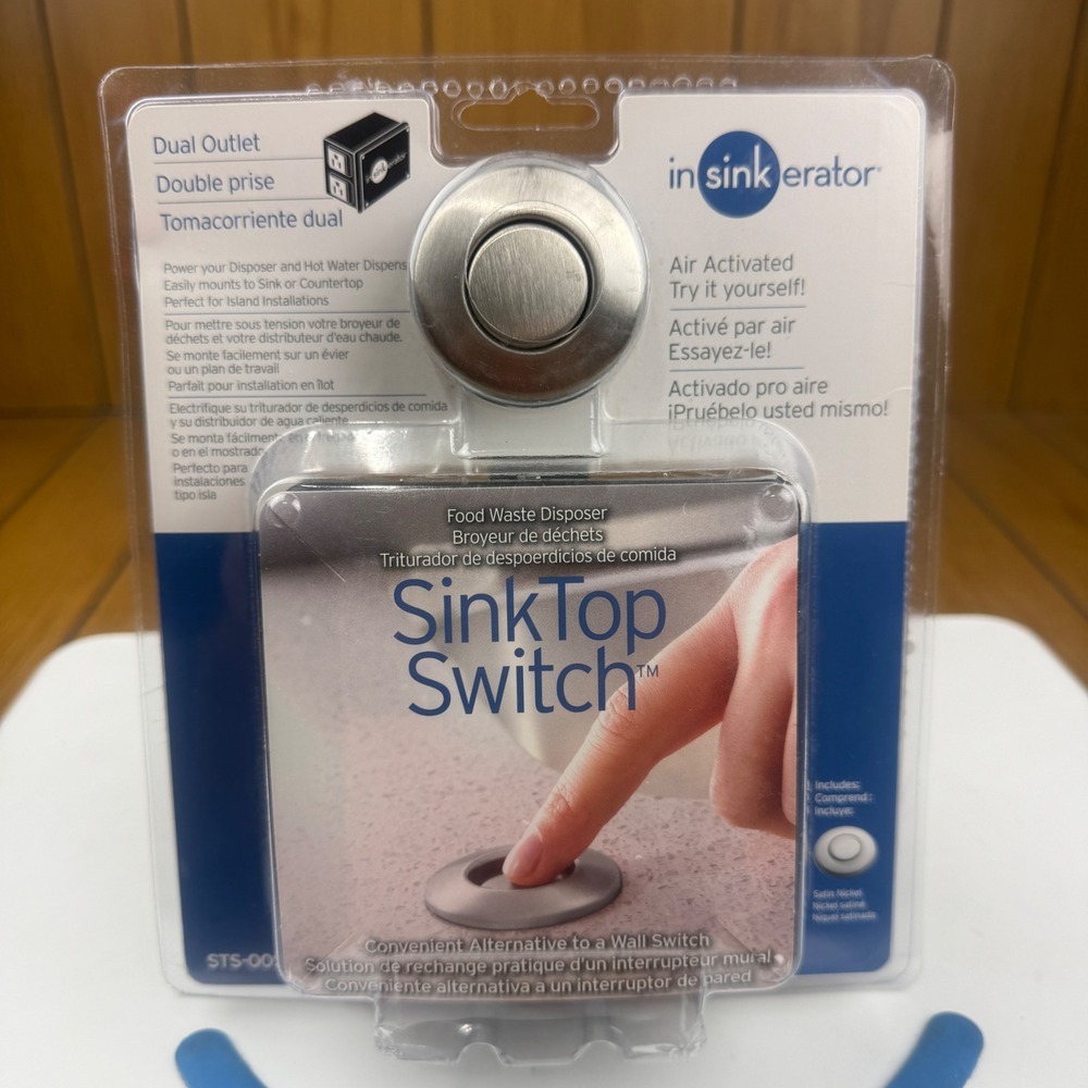 InSinkErator SinkTop Switch STS-00SN Dual‎ Outlet Satin Nickel Air Switch Kit